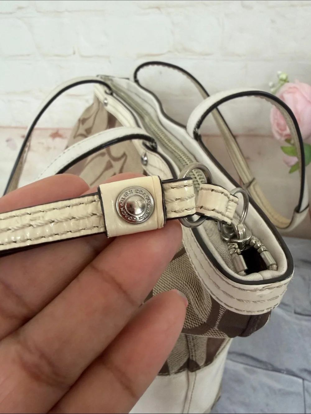 COACH Monogrammed CC handbag tan leather